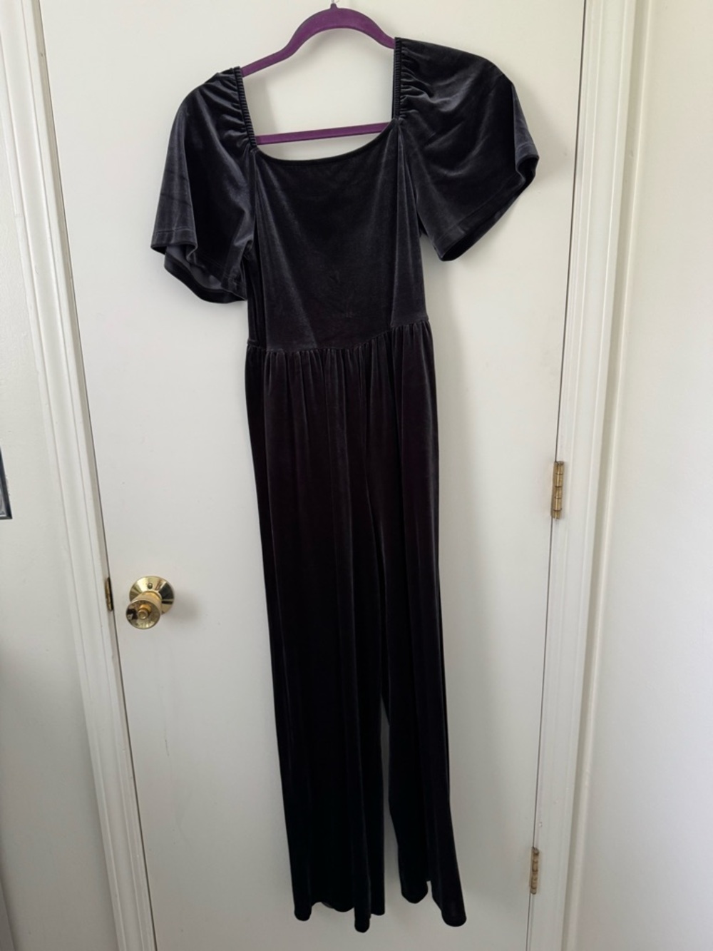 Old Navy Black Velvet Dress with Puff Shoulders